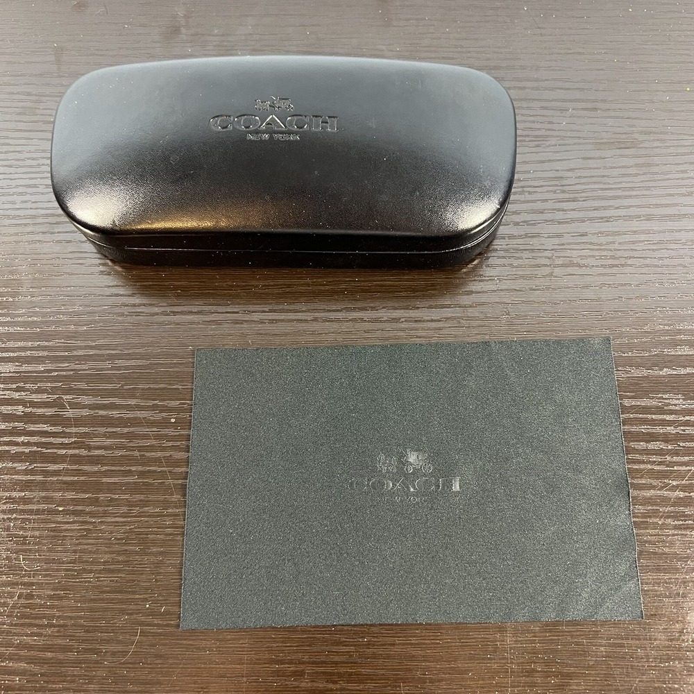 Coach Black Hard Side Clamshell Eyeglasses Sunglasses Case Cleaner Pad
